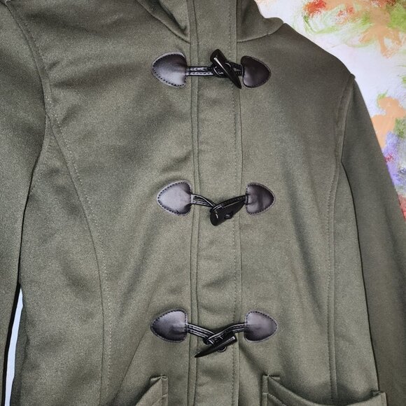 Womans Dark Olive Zip and Toggle Close Hooded Jacket - Picture 2 of 11